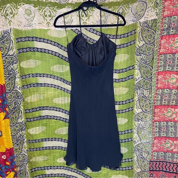 Express Black %100 Silk Halter Top Cocktail Dress Size 6 - Picture 6 of 14